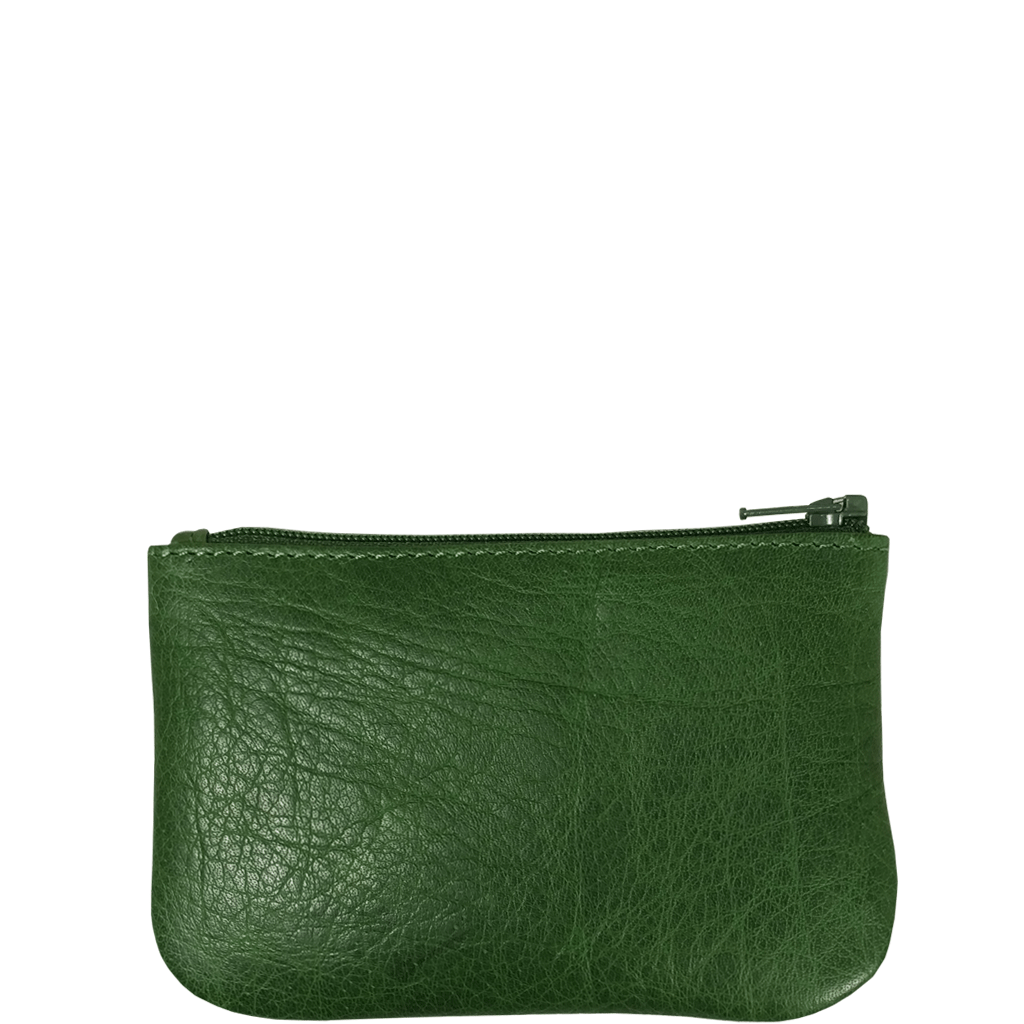 'Poppy' Tree Top Green Full Grain Leather Zip Top Coin Purse
